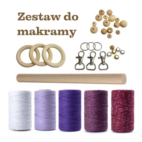 Przejdź do produktu Zestaw startowy do nauki makramy dla początkujących - FIOLETOWY 
