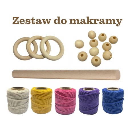 Przejdź do produktu Zestaw startowy S do nauki makramy dla początkujących - KOLOROWY 