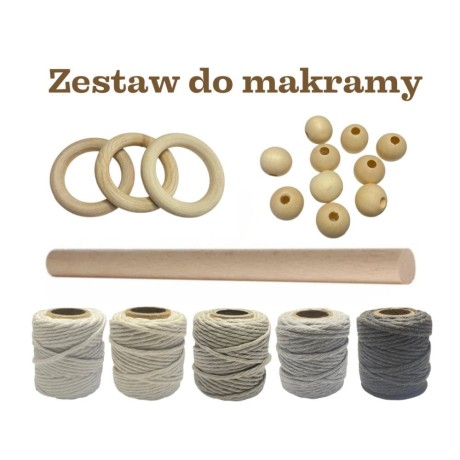 Przejdź do produktu Zestaw startowy S do nauki makramy dla początkujących - NATURALNY