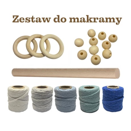 Przejdź do produktu Zestaw startowy S do nauki makramy dla początkujących - NIEBIESKI