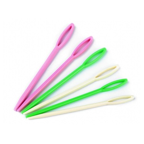 Przejdź do produktu Igły plastikowe z dużym oczkiem do przewlekania 90mm - 6 sztuk
