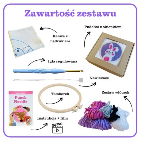 Przejdź do produktu Zestaw do haftu pętelkowego Punch Needle - KRÓLIK