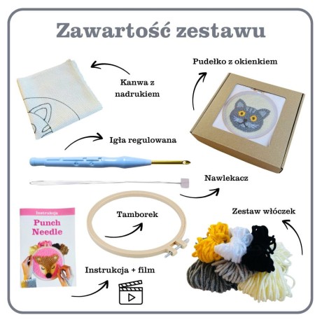 Przejdź do produktu Zestaw do haftu pętelkowego Punch Needle - KOT BRYTYJSKI