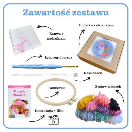 Przejdź do produktu Zestaw do haftu pętelkowego Punch Needle - JEDNOROŻEC