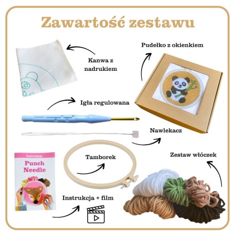 Przejdź do produktu Zestaw do haftu pętelkowego Punch Needle - PANDA