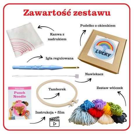 Przejdź do produktu Zestaw do haftu pętelkowego Punch Needle - TĘCZA