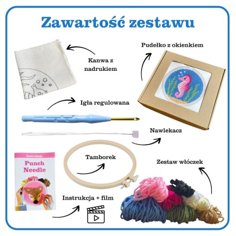 Przejdź do produktu Zestaw do haftu pętelkowego Punch Needle - KONIK MORSKI