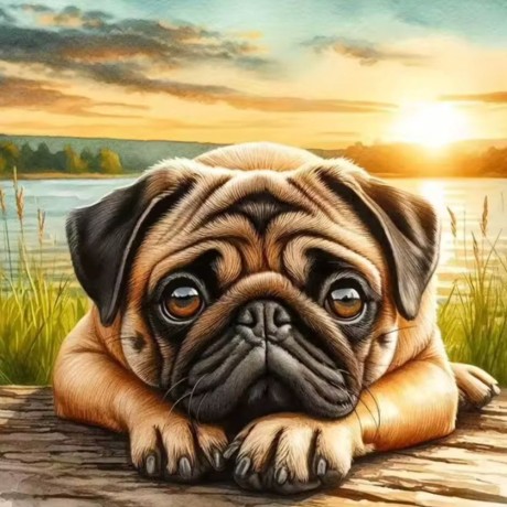 Przejdź do produktu Haft Diamentowy Mozaika Diamond Painting 30x30cm - Mops