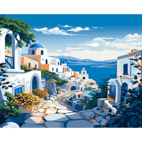 Przejdź do produktu Obraz do malowania po numerach 40x50 cm - Santorini