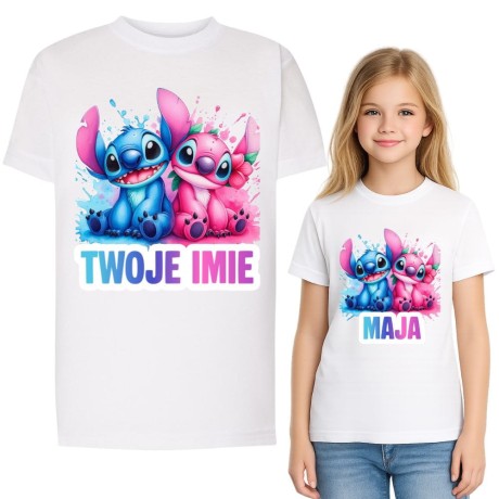 Przejdź do produktu Koszulka dziecięca z nadrukiem STITCH I ANGEL z imieniem