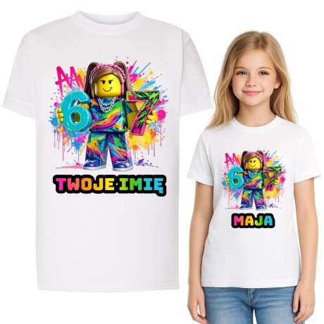 Przejdź do produktu Koszulka dziecięca z nadrukiem ROBLOX SIX SEVEN 67 z imieniem