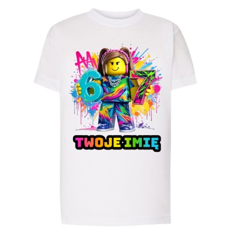 Przejdź do produktu Koszulka dziecięca z nadrukiem ROBLOX SIX SEVEN 67 z imieniem