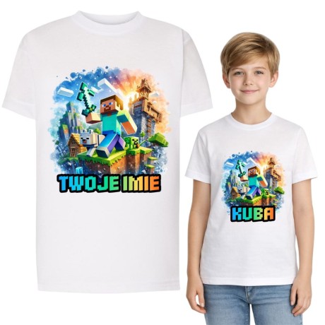 Przejdź do produktu Koszulka dziecięca z nadrukiem MINECRAFT z imieniem