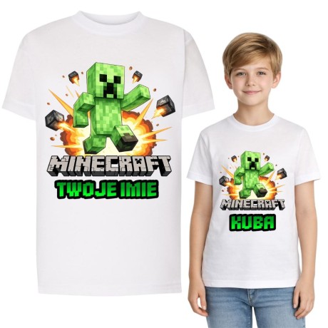 Przejdź do produktu Koszulka dziecięca z nadrukiem MINECRAFT CREEPER z imieniem