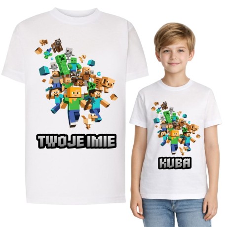 Przejdź do produktu Koszulka dziecięca z nadrukiem MINECRAFT z imieniem