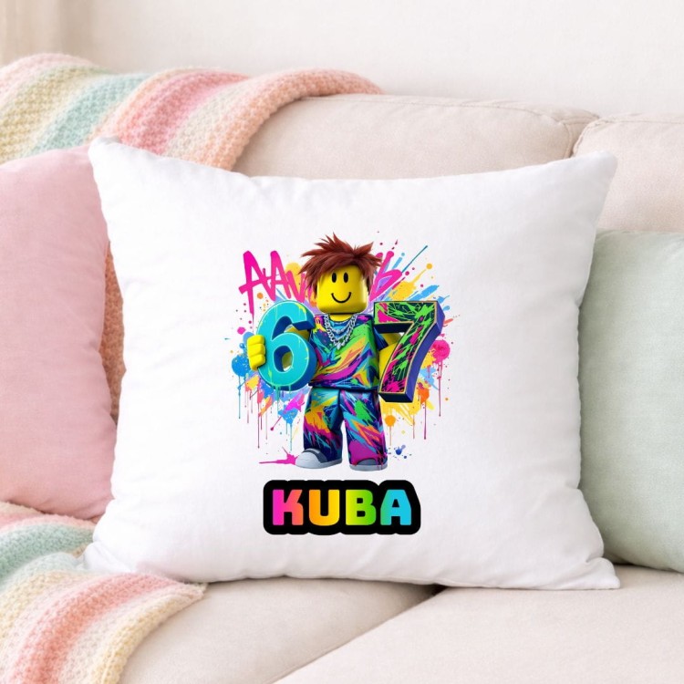 Poduszka ROBLOX SIX SEVEN 67 personalizowana z imieniem (wzór 1).jpg