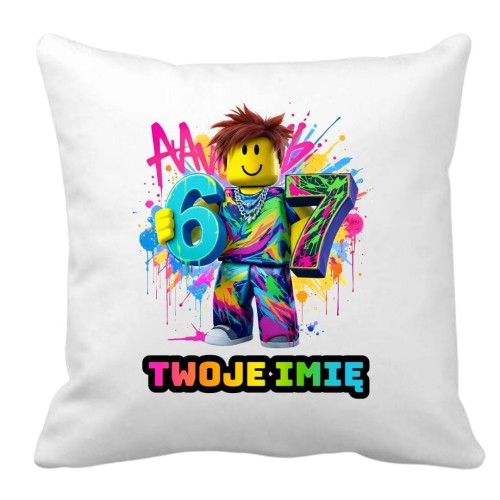 Poduszka ROBLOX SIX SEVEN 67 z imieniem - prezent dla dziecka (wzór 1).jpg