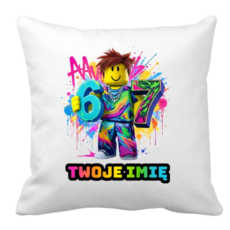 Poduszka ROBLOX SIX SEVEN 67 z imieniem - prezent dla dziecka (wzór 1).jpg