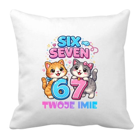 Przejdź do produktu Poduszka KOTKI SIX SEVEN 67 z imieniem - prezent dla dziecka 
