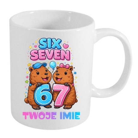 Przejdź do produktu Kubek KAPIBARY SIX SEVEN 67 z imieniem dla dziecka prezent