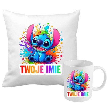 Przejdź do produktu Zestaw poduszka i kubek STITCH z imieniem 