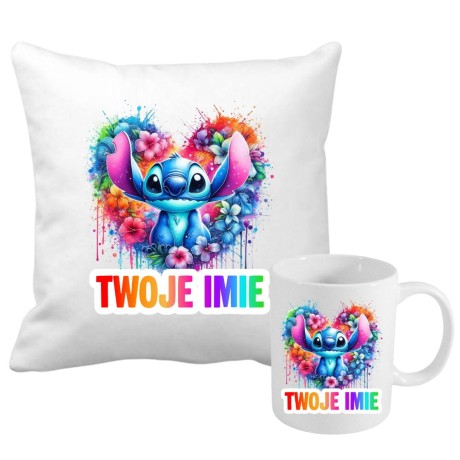 Przejdź do produktu Zestaw poduszka i kubek STITCH z imieniem 