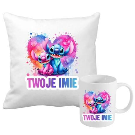 Przejdź do produktu Zestaw poduszka i kubek STITCH z imieniem 