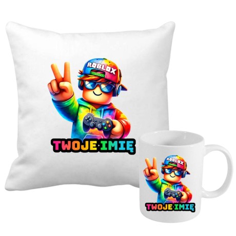 Przejdź do produktu Zestaw poduszka i kubek ROBLOX z imieniem