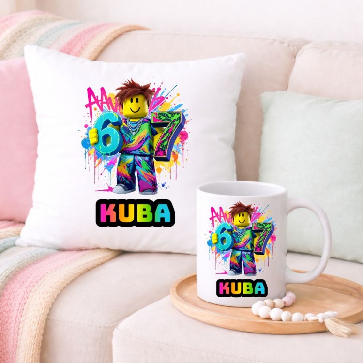 Zestaw poduszka i kubek ROBLOX SIX SEVEN personalizowany z imieniem (wzór 1).jpg