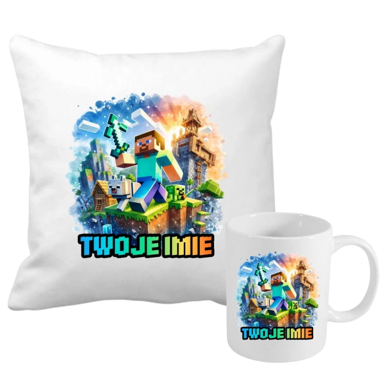 Zestaw poduszka i kubek MINECRAFT z imieniem (wzór 1).jpg