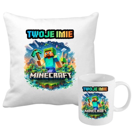 Przejdź do produktu Zestaw poduszka i kubek MINECRAFT z imieniem