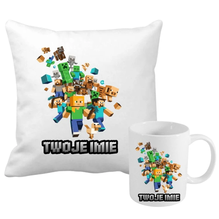 Zestaw poduszka i kubek MINECRAFT z imieniem (wzór 4).jpg