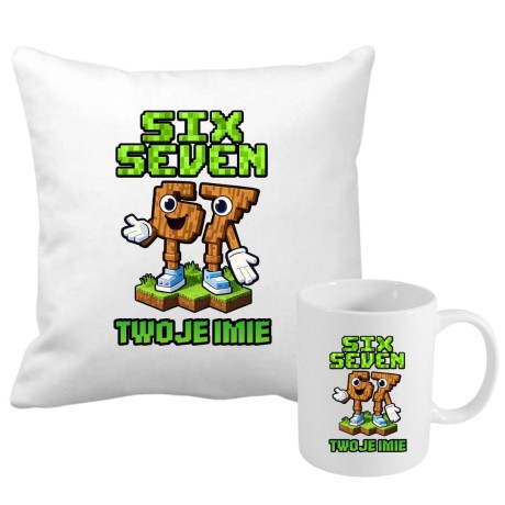Przejdź do produktu Zestaw poduszka i kubek MINECRAFT SIX SEVEN 67 z imieniem