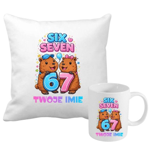 Zestaw poduszka i kubek KAPIBARY SIX SEVEN 67 z imieniem (wzór 6).jpg
