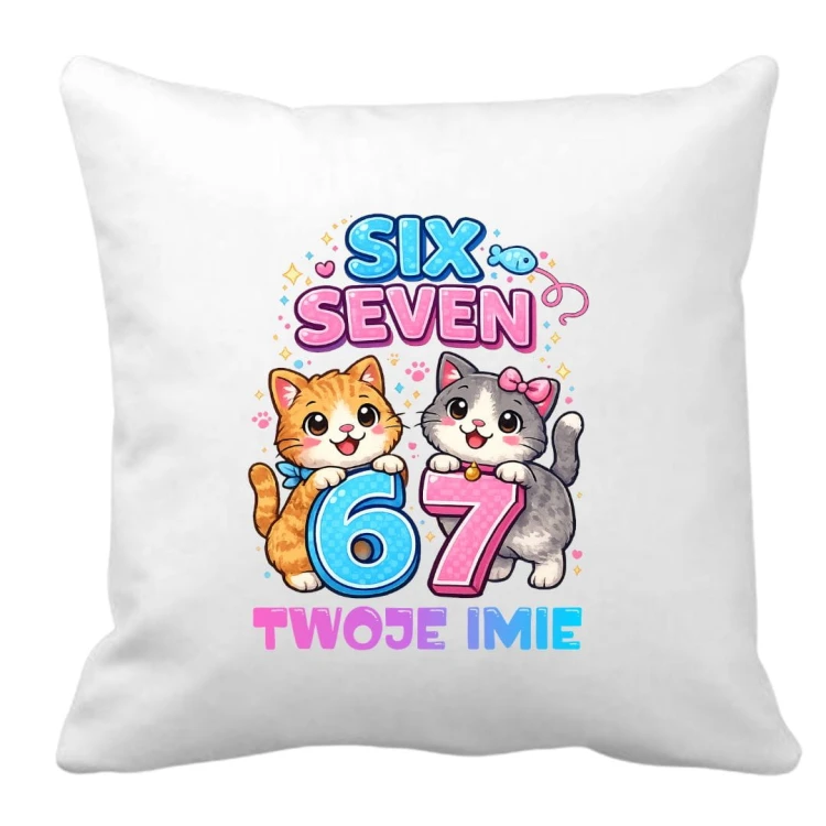 Poduszka KOTKI SIX SEVEN 67 z imieniem - prezent dla dziecka.jpg