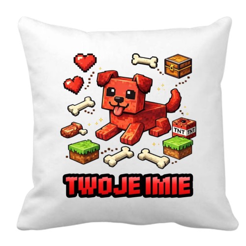 Poduszka MINECRAFT piesek z imieniem (wzór 5).jpg