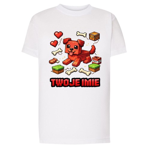 Koszulka dziecięca MINECRAFT piesek personalizowana z imieniem.jpg