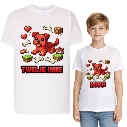 Koszulka dziecięca MINECRAFT piesek z imieniem (wzór 5).jpg