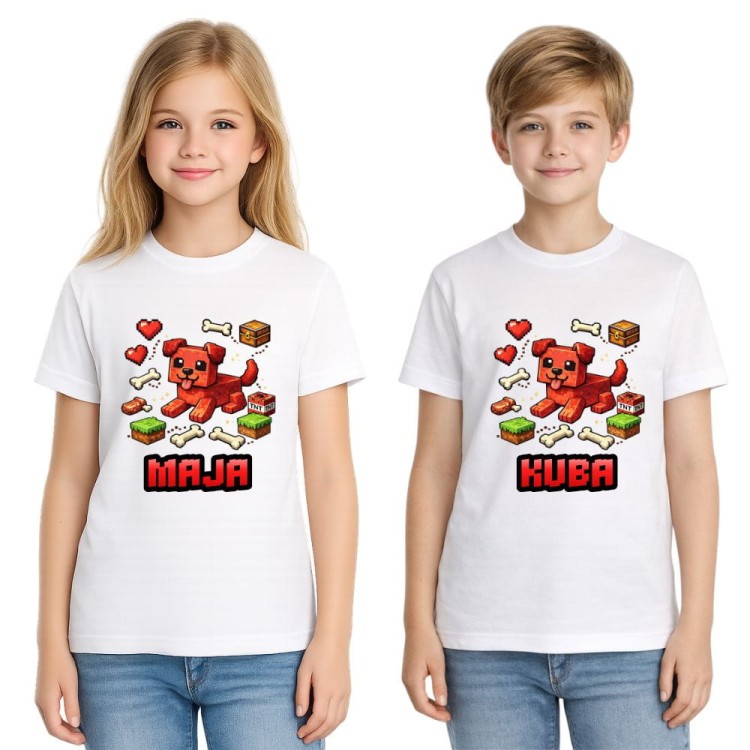 Koszulka personalizowana z nadrukiem MINECRAFT piesek.jpg