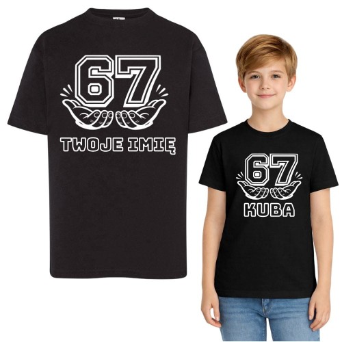 Koszulka dziecięca z nadrukiem SIX SEVEN 67 z imieniem czarna.jpg