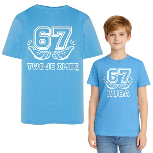 Koszulka dziecięca z nadrukiem SIX SEVEN 67 z imieniem niebieska.jpg