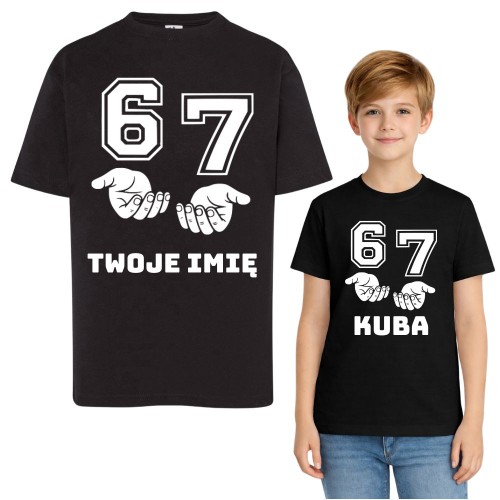 Koszulka dziecięca z nadrukiem SIX SEVEN 67 z imieniem czarna .jpg