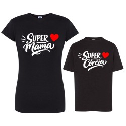 Koszulka dla mamy i córki z nadrukiem SUPER MAMA & SUPER CÓRCIA czarna.jpg