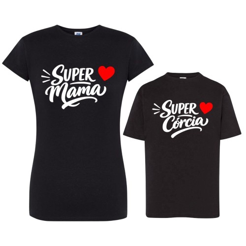 Koszulka dla mamy i córki z nadrukiem SUPER MAMA & SUPER CÓRCIA czarna.jpg