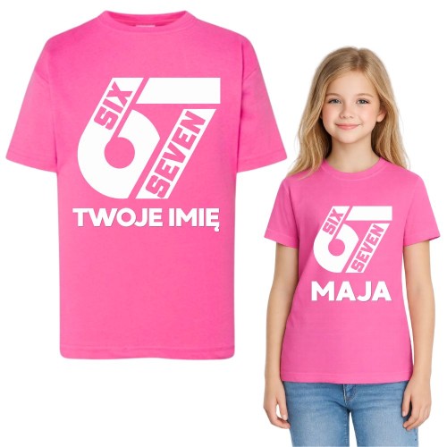 Koszulka dziecięca z nadrukiem SIX SEVEN 67 różowa (wzór 3).jpg