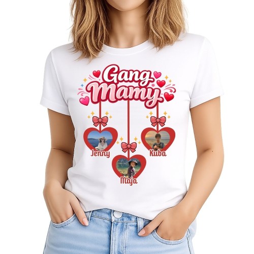 Koszulka dla mamy personalizowana ze zdjęciami i imionami dzieci | Gang mamy.jpg