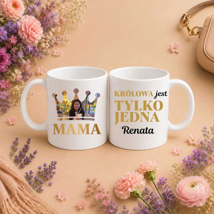Prezent na dzień mamy - Kubek Królowa jest tylko jedna ze zdjęciem i imieniem.jpg