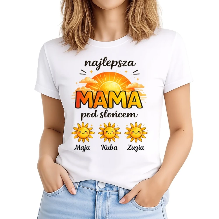Koszulka Najlepsza mama pod słońcem z imionami dzieci prezent na dzień mamy.jpg