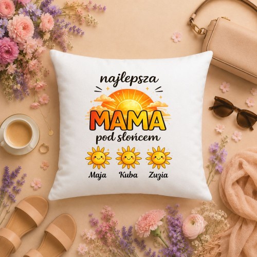 Prezent na dzień mamy - Poduszka Najlepsza MAMA pod słońcem z imionami dzieci.jpg