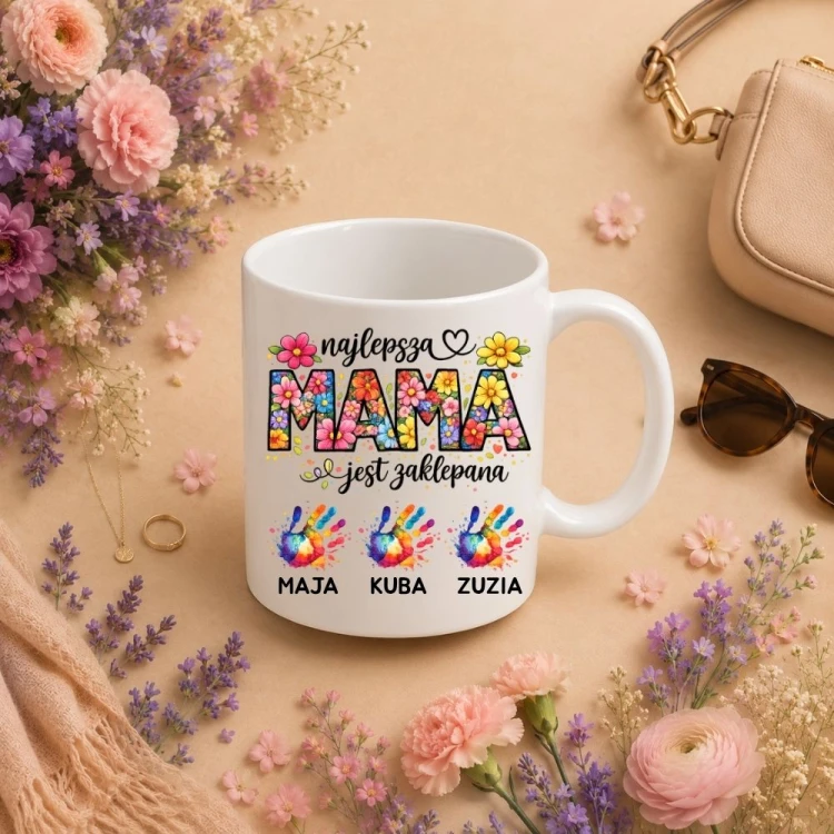 Prezent na dzień mamy - Kubek Najlepsza MAMA jest zaklepana z imionami dzieci.jpg